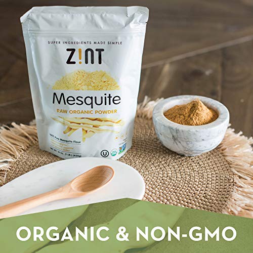 Raw Mesquite Powder By Zint: Organic, Non Gmo, Vegan Protein Superfood - Mesquite Beans & Pods - Delicious Gluten Free Flour Substitute (16 Oz) #TOP3