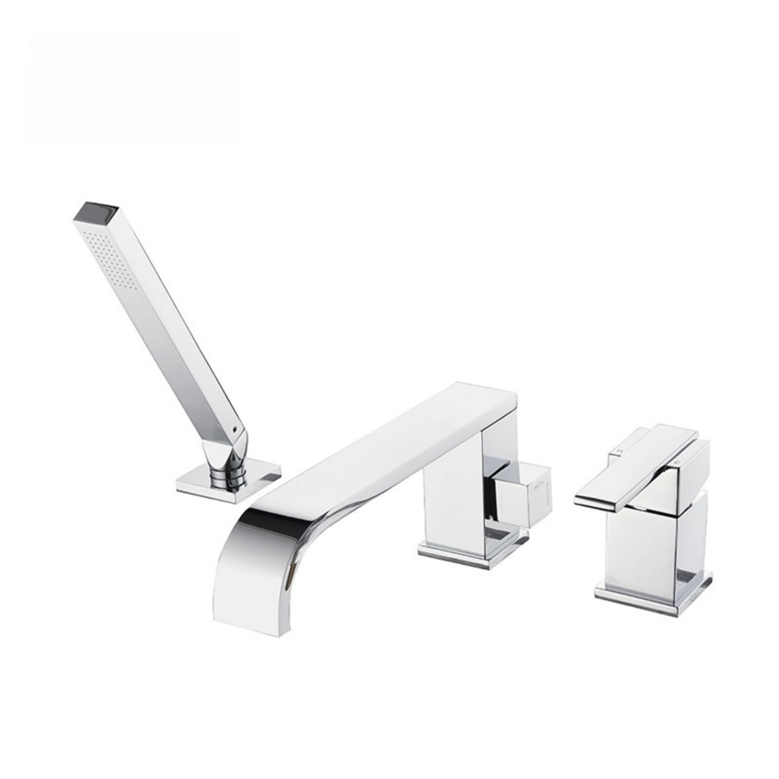 SnamicE Bath Shower Mixer Tap Black Waterfall Tap with Shower Deck Mounted Bath Mixer Tap Shower Head for Bath Taps,Chrome
