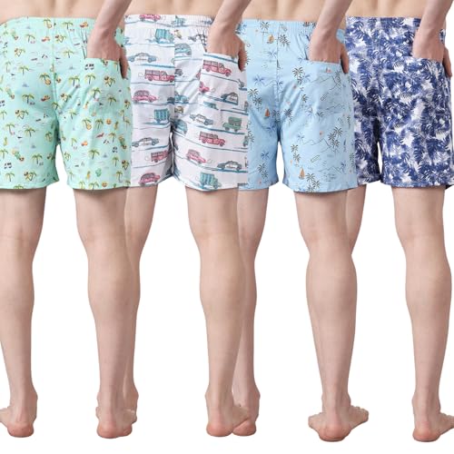 Image of Urban Scottish Ultra-Comfortable Men's Boxer Pants (Pack of 4), 100% Cotton with Stylish Print, Soft & Stretchy Elastic Waist Band, Dynamic Movement & Hardwearing Stitching,Breathable Gentle Snug Fit