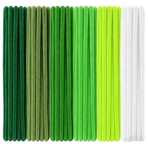 12 Inch Green Pipe Cleaners for Craft Flowers 100 Pcs Flexible Fluffy Pipecleaners for DIY Flowers Crafts Decorations Handicrafts (7 mm x 30 cm Green Series)