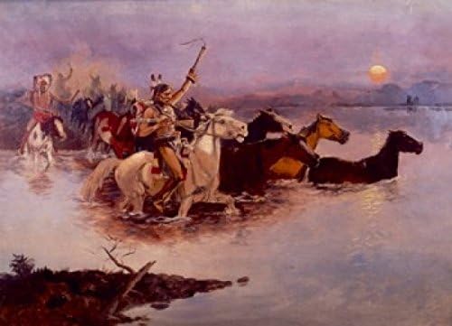Posterazzi Crossing the River Charles Marion Russell (1865-1926 American) Poster Print, (18 x 24) Posterazzi Crossing the River Charles Marion Russell (1865-1926 American) Poster Print, (18 x 24)