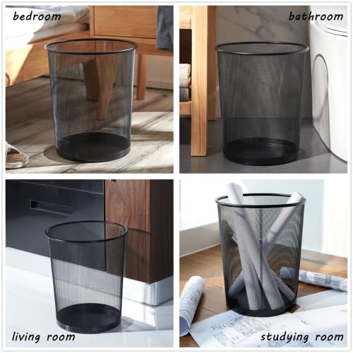 Metal Paper Wastebasket Trash Can - Small Mesh Waste Paper Basket Round Garbage Can For Office Home Kitchen Black (9.3 * 7.5 * 10.6 Inches) #TOP6