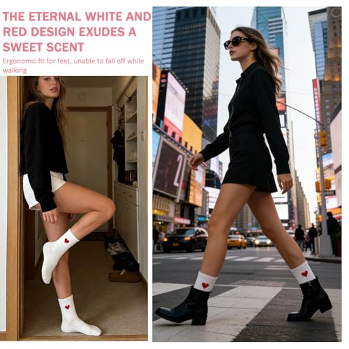 JhavexToy Calcetines Mujeres Blancos Corazones Rojos – 6 Pares Talla 36-40 Algodón, Suaves Respirantes, Accessorio Adorable & Versátil para San Valentín, Deporte, Trabajo & Quotidiano - imagen 6