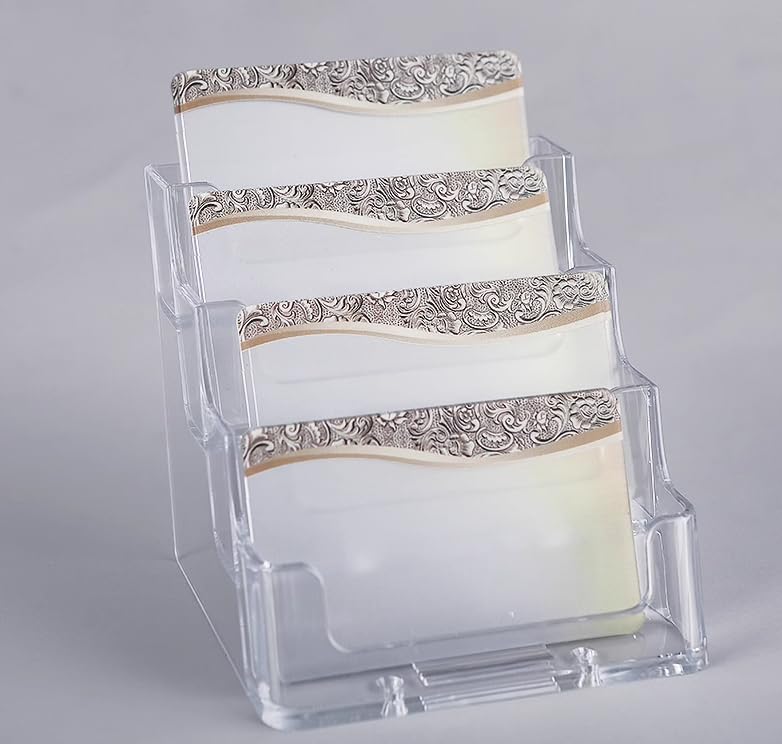 Miniatura 3 de Paquete de 1 tarjetero transparente de 3 niveles, organizador de tarjetas de plástico para oficina en casa, escritorio y mostrador, capacidad de 180