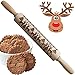 Produktbild REYOK Weihnachten Nudelhölzer, Nudelholz Motiv Rolling Pin Weihnachten 3D Nudelholz Muster PräGerolle Holz für Fondant Pizza Kuchen Nudelteig Und MüRbeteig