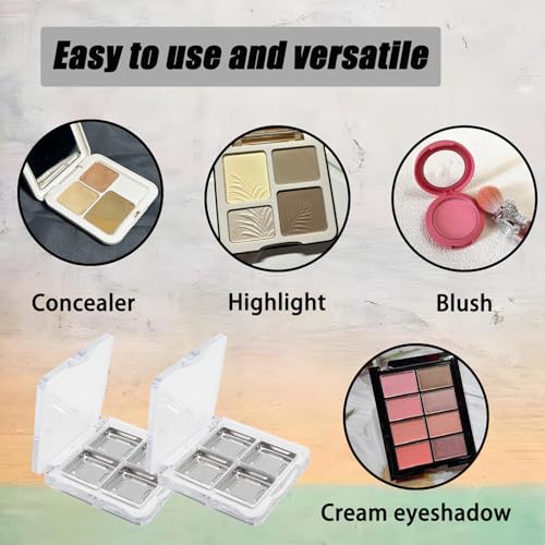 Pine & Linen 2pcs Empty Makeup Palette with 8pcs aluminum disc,Transparent Eyeshadow Powder Makeup Palette Pigment Tray,Refillable Makeup Container Holder Case for Women - Thumbnail 4