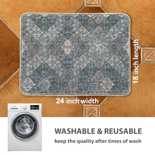 Image of nunubaby Washable Pee Pads for Dogs, Stylish, Non-Slip and Leak-Proof Pee Pads. Reusable Potty Pads for Dogs for Crates and Floors.(Blue /Multi, 18 inch x24 inch )
