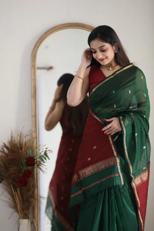 Image of Flosive inchFestive Bloom Blue Banarasi Silk Saree with Elegant Jacquard Floral Motifs inch