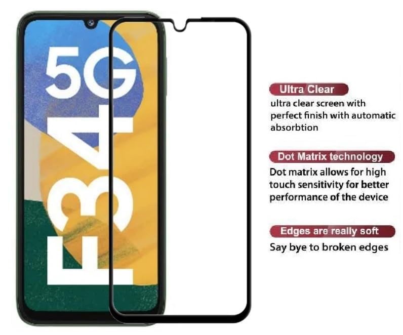 Image of HD Tempered Glass Screen Protector Compatible For Samsung Galaxy F34 5G With Edge To Edge Coverage And Easy Installation Kit