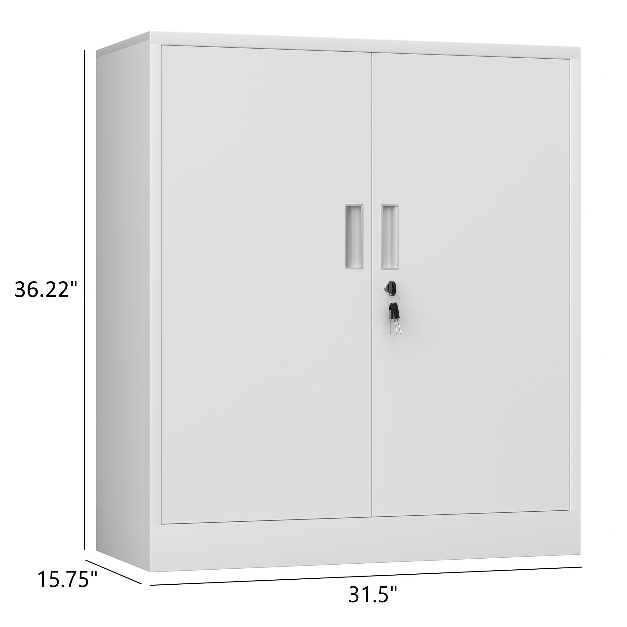 iJINGUR Armario de Metal para archivadores de Oficina, de Almacenamiento, de Metal con Puertas con Cierre y 2 estantes Ajustables 92 x 80 x 40 cm (Blanco)