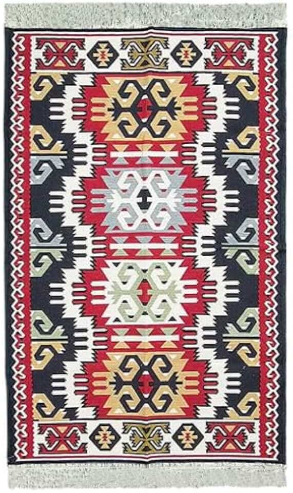Tapete Turco Kilim Dupla Face - 120x180cm - Tapetes de Luxo para um Lar Elegante e Acolhedor - Toque de Realeza!