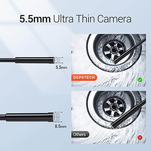 DEPSTECH 5.5mm Lens Industrie Endoskopkamera 4,3" LCD-Bildschirm 1080P Digitales Endoskop IP67 wasserdicht Inspektionskamera, 6 Einstellbare LEDs, 5m halbstarres Kabel, 32GB Karte DS300 – Bild 3