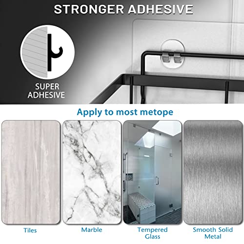 Moforoco Shower Caddy Shelf Organizer Rack(2Pack), Self Adhesive Black Bathroom Shelves Basket, Home Wall Shower Inside Organization And Storage Decor Rv Accessories, First Apartment Essentials #TOP5