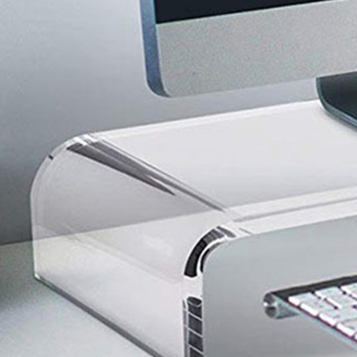 Alzatina per Monitor in Acrilico Trasparente Bordi Lisci, Supporto per Laptop e Tastiera da Ufficio per Migliorare L'efficienza Lavorativa e Organizzare la Scrivania