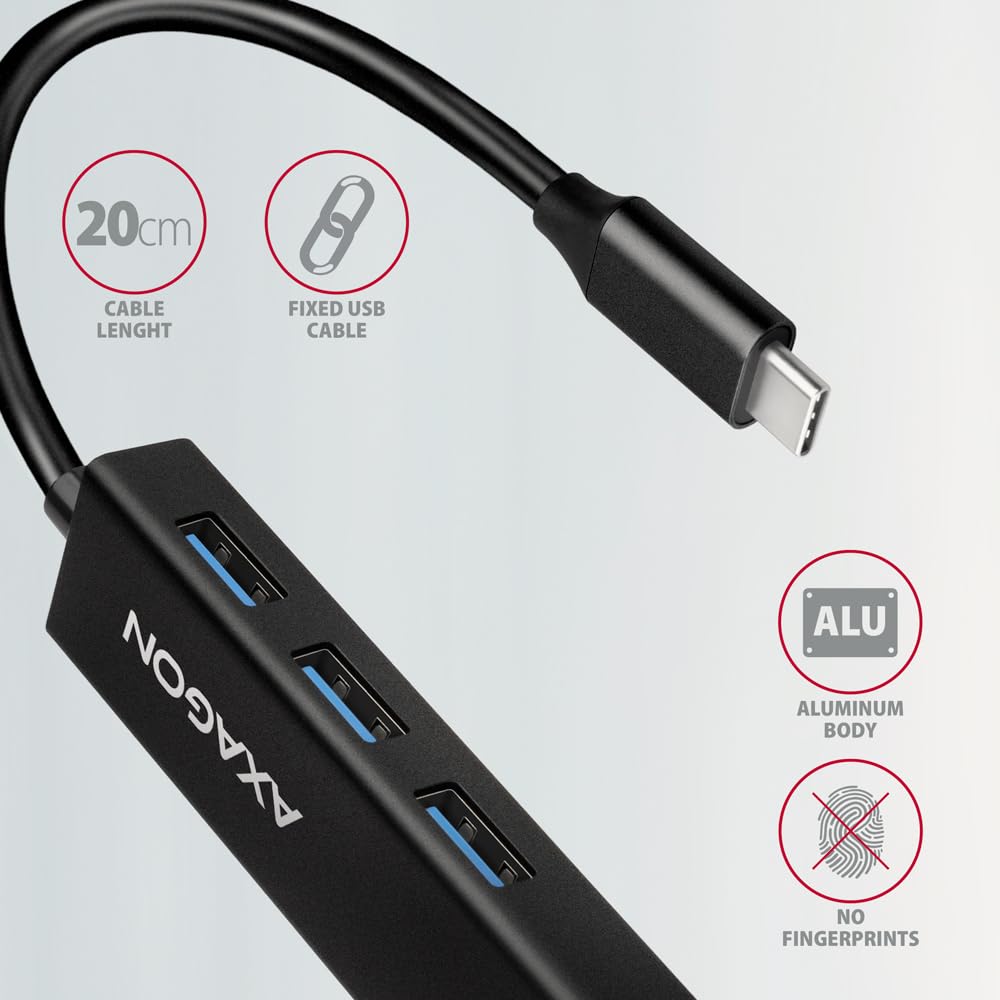 Compatible HMC-GL3A USB-C-Hub, 3X USB-A, Gbit-LAN, Schwarz