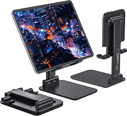 Sounce Tabletop Adjustable Cell Phone Stand, Foldable Portable Phone Holder Stand with Height Adjustable Cradle, Stable and Easy to Use Compatible for All 4-8 inches Smartphones (Black) (B09TH6CY2Q) Amazon Price History, Amazon Price Tracker