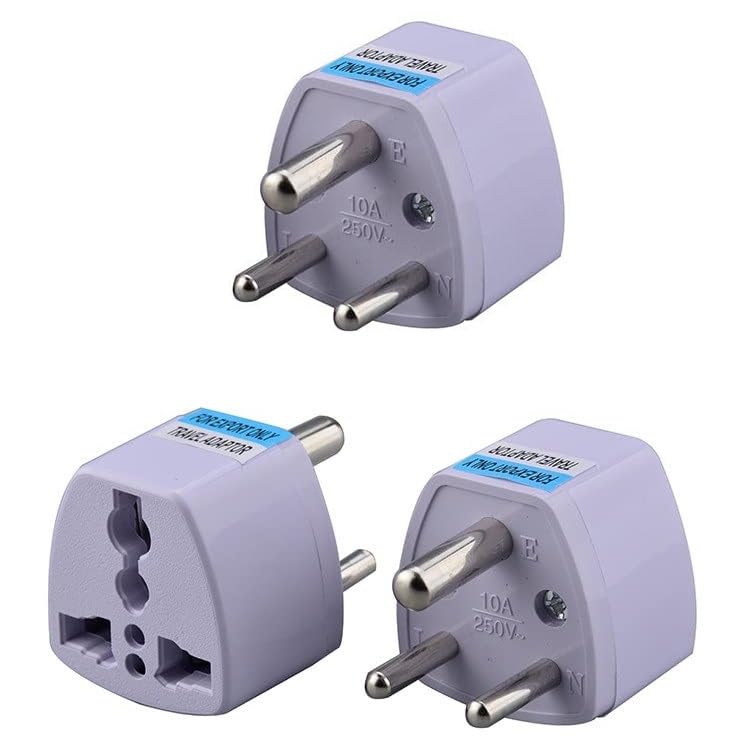 fdealz [ 3 Pieces ] Universal Travel Plug Adapter Standard EU Round India, Europe Travel Plug Adapter Portable Plug Adapter Type White-image-44