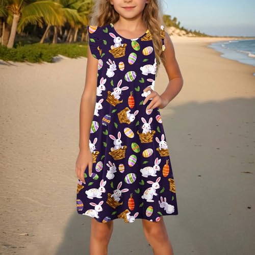 Easter Bunny Graphic Dresses Teen Girls Cute Rabbit Print Flutter Sleeve Crewneck Dress A Line Summer Casual Sundress2