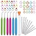 Riddur 56 Stücke Strickhaken Set, 6 Bunte Stricken Haken mit 3 Größen Große Augen Nadeln, Stricken Marker und Stitch Holder für Stricken Nähen