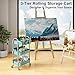 3 Tier Turquoise Metal Mesh Rolling Cart, Storage Cart with Handle and Lockable Wheels, Multifunctional Three Tiered Utility Organizer Cart on Wheels for Kitchen, Office, Bathroom, Crafts, Arts, Snack