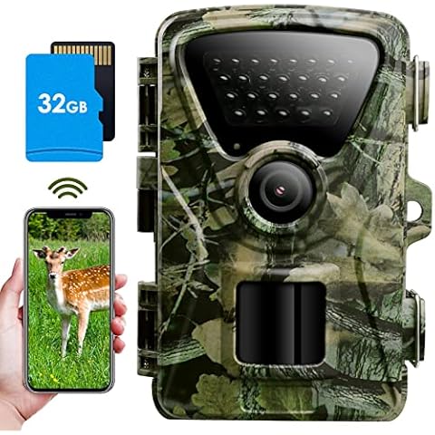 MAXDONE Trail Camera Bluetooth Game Camera, 2000mAh Built-in Battery Rechargeable Power Hunting Cameras with Night Vision Trail Cam Bluetooth 48MP Wildlife Camera Wi-Fi Deer Camera Cover