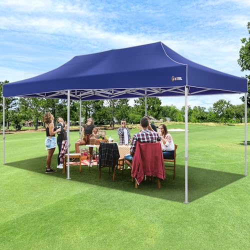 Image of Hoteel 10x20 Heavy Duty Pop Up Canopy Tent Without Sidewalls, Dark Blue