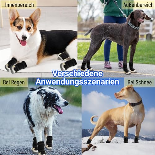 Hundeschuhe Pfotenschutz [4 Stück], Wasserabweisend & Atmungsaktiv, rutschfeste Sohle & Reflektierender Klettverschluss - Für Klein/Mittel/Großhunde | Hochschaftige Outdoor Hundestiefel (6#)