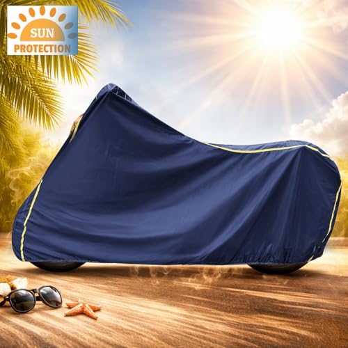 Image of Auto Hub 100% Waterproof Bike Cover, Dustproof, UV Protection Bike Cover for All Two Wheeler Bike Upto 350cc Size -Waterproof Blue