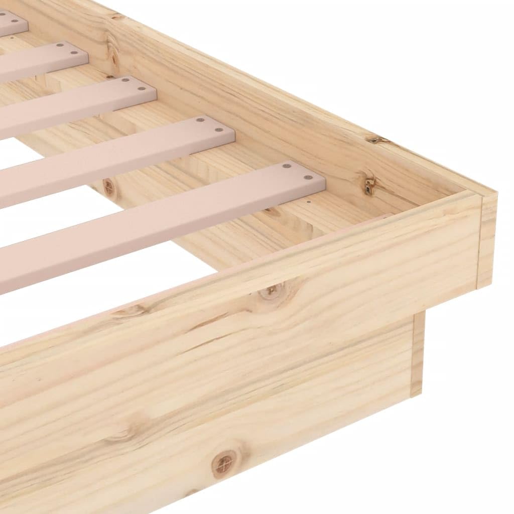Estructura de Cama de Madera Maciza Pino 120x200 cm con cabecero rústico Soporte para colchón Dormitorio Descanso hogar
