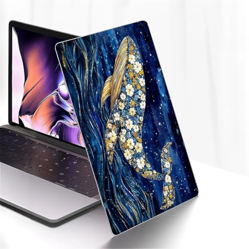 Yicomon Compatível com MacBook Pro 15 polegadas 2018 2017 2016 versão A1990 A1707, capa rígida de plástico para Mac Pro 15 (2016-2018) – azul dourado oceano baleia