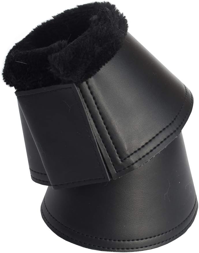 Rhinegold Fleece Trim Neoprene Over-Reach Boots-S-Bk/Bk