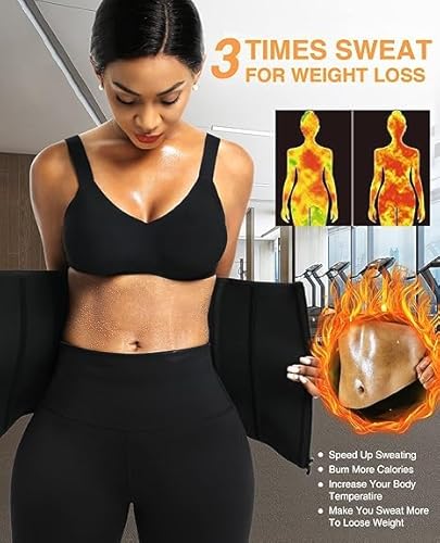 Feelingirl Waist Trainer For Women 3 Straps Tummy Control Workout Corset Cincher Trimmer Sauna Belt Black thumb #1