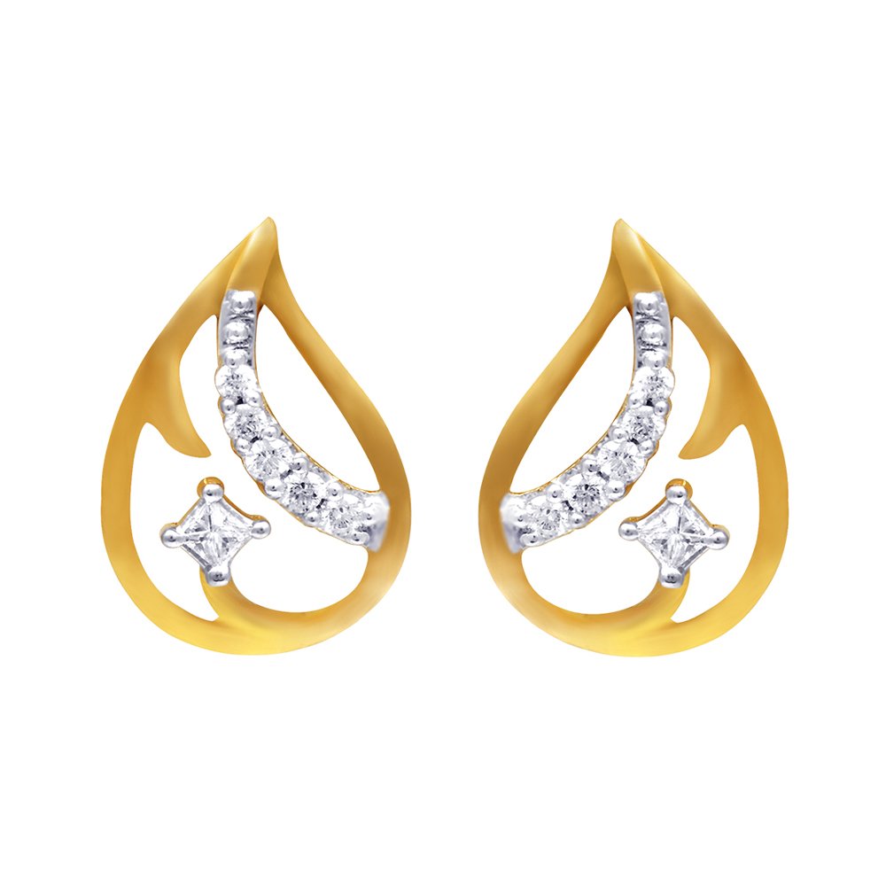Women Pride Diamond Collection 18K (750) Yellow Gold And Diamond Stud Earrings-image-6
