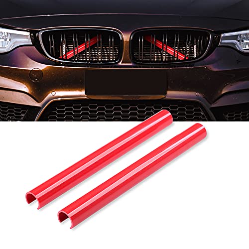 Image of AggAuto Grille Inserts Compatible With BMW F10, 5 Series GT 2009-2016 / Sedan 2010-2016 / Touring 2011-2016 / X1 2015-2022 /X2 2017-2023 Red Grill Insert Stripes Accessories