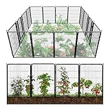 FXW Garden Fence Outdoor for The Yard – 40in(H) x 36.4ft(L) Heavy Duty Metal Animal Barrier for Dog and Rabbit, Decorative Dog Fence, 16 Panels, Black