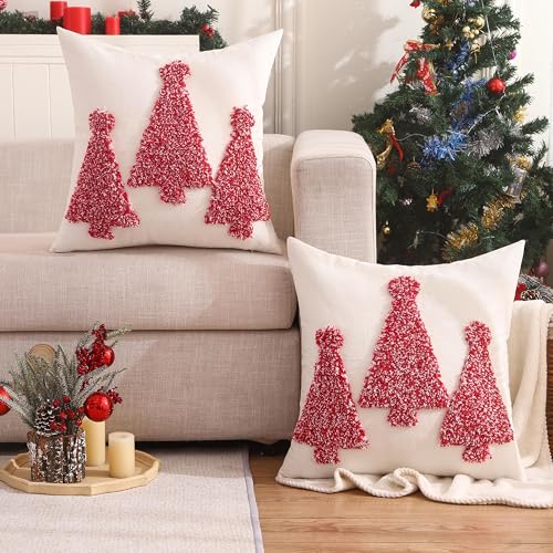 Tosleo-Christmas-Pillow-Covers-18-x-18-inch-Set-of-2-Red-Christmas-Tree-Throw-Pillow-Cover-Christmas-Party-Decors-Winter-Holiday-Soft-Cushion-Case-for-Sofa-Couch-Bed-Living-Room Tosleo Christmas Pillow Covers 18 x 18 inch Set of 2 Red Christmas Tree Throw Pillow Cover Christmas Party Decors Winter Holiday Soft Cushion Case for Sofa Couch Bed Living Room