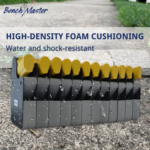 Benchmaster Vertical Pistol Rack, Handgun Safe Storage, Holds 12 Pistols, Secure Gun Holder Organizer, Kydex, High-Density Foam, No Metal, Sturdy, No Flex, Made In Usa #TOP4