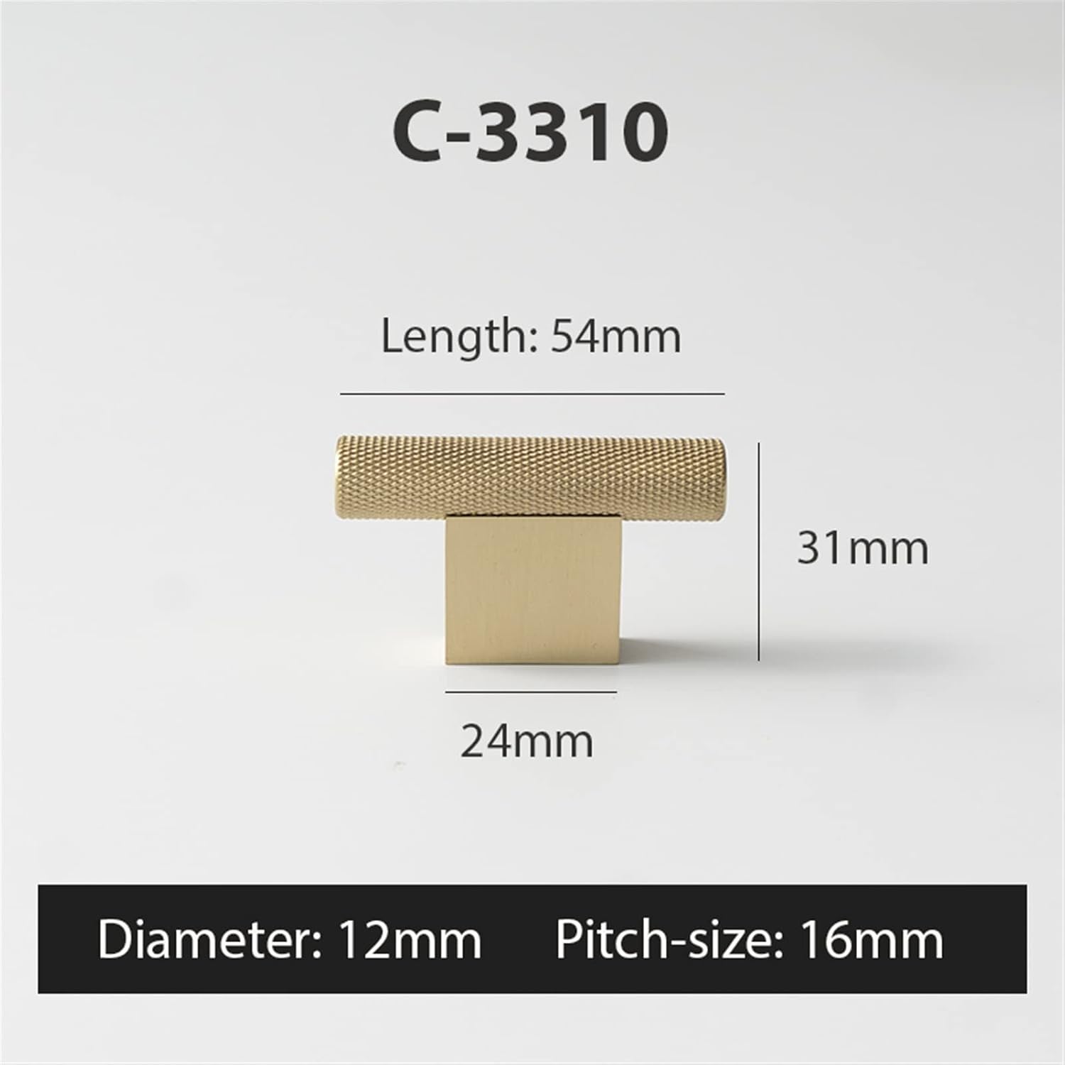 Gold Knurled Textured Simple Kitchen Cabinet Knobs and Handles Drawer Pulls Bedroom Knobs Brass Cabinet Hardware 1Pcs (Color : C-3310-16)