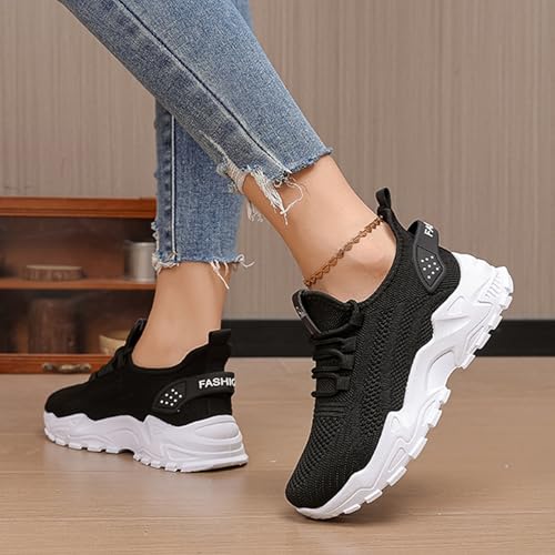 Women's mesh Breathable Sneakers Comfortable Casual Lace Up Chunky Platform Running Shoes Lightweight Non Slip Walking Shoes for Travel Work Party4