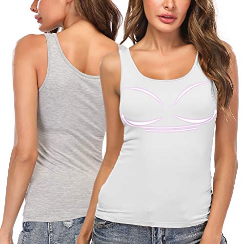 SLIMBELLE Camiseta de Tirantes Mujer Básica Camisetas con Sujetador Interior sin Aros...