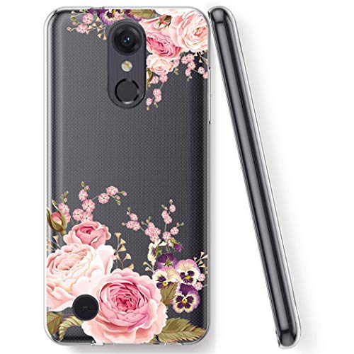 Yerebel for LG Aristo 3/Aristo 2 Plus/Aristo 2/Aristo 3 Plus/Tribute Dynasty/Tribute Empire/Fortune 2/Rebel 3 LTE Case,Clear Flexible TPU Soft Silicone Cover Phone Case for LG Aristo 3(Rose Flower)