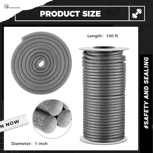 Image of MotiMind Foam Backer Rod for Gaps Joints,1 Inch x 100 Ft,Gray, 1 Roll