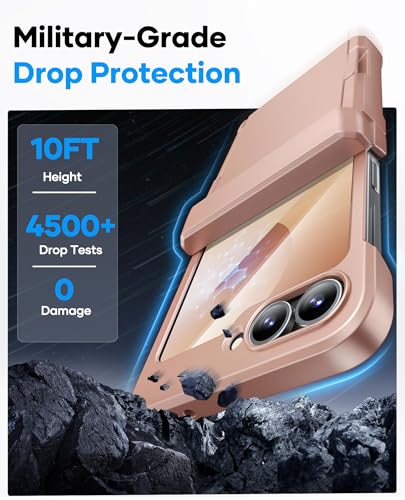 Image of ASAFCASE for Samsung Galaxy Z Flip 6 and Z Flip 7 FE Case Wallet, Rose Gold | Card Holder (3 Cards), Outer Screen Protector, Rugged Hinge Protect, Heavy Duty, Raised Edges & Fit Stylish Case Phone Cover