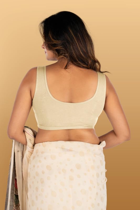 Image of Abhi Cotton Readymade Saree Blouse for Women- Sleeveless, U-Neck, Regular-fit, Stretchable, Pull-on Style