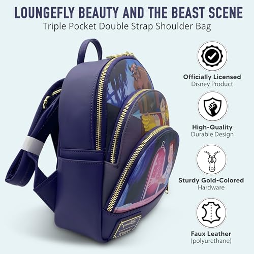 Loungefly Beauty and the beast Scene Triple Pocket Double Strap Shoulder Bag2