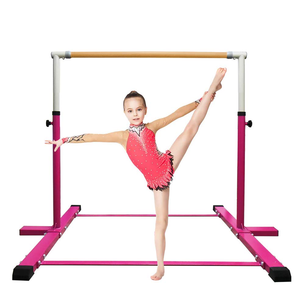 GLANT Gymnastic Kip Bar,Horizontal Bar for Kids Girls Junior,3' to 5' Adjustable Height,Home Gym Equipment,Ideal for Indoor and Home Training,1-4 Levels,300lbs Weight Capacity