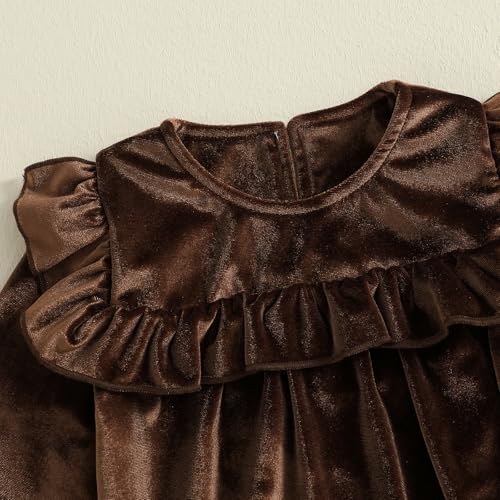 Ledy Champswiin Newborn Infant Baby Girl Winter Romper Solid Ruffled Jumpsuit Baby Velvet Shirt Fall Clothes One Piece Outfit4