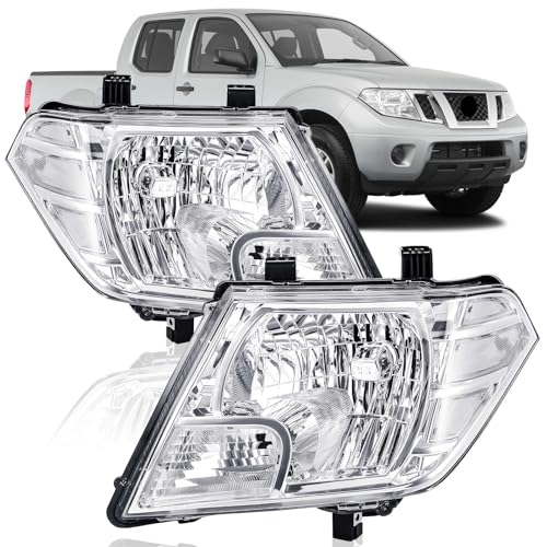 ISHARINGAUTOPARTS Headlights Assembly Compatible with 2009-2021 Nissan Frontier Halogen Head Lamps Chrome Housing Clear Reflector Replace #26060ZL40A 26010ZL40A Driver and Passenger Side