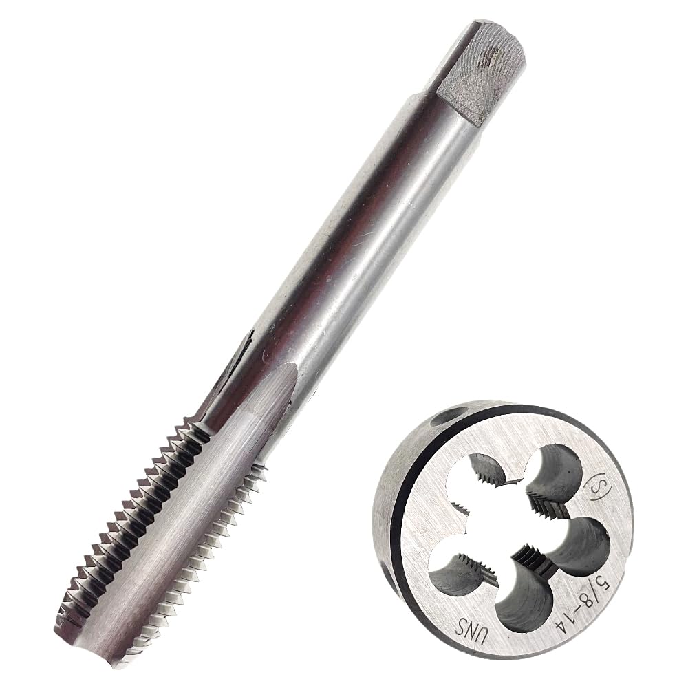 Juego de machos y terrajas de 5/8 x 14, machos y terrajas de 5/8-14, mano derecha, tornillo de máquina derecho, herramienta de roscado de machos y terrajas de 5/8 x 14, machos y terrajas de rosca re