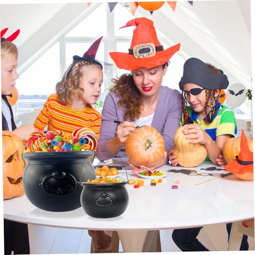 Caldero de bruja Gcroet de plástico con 2 tamaños para chuches y decoración de Halloween 4